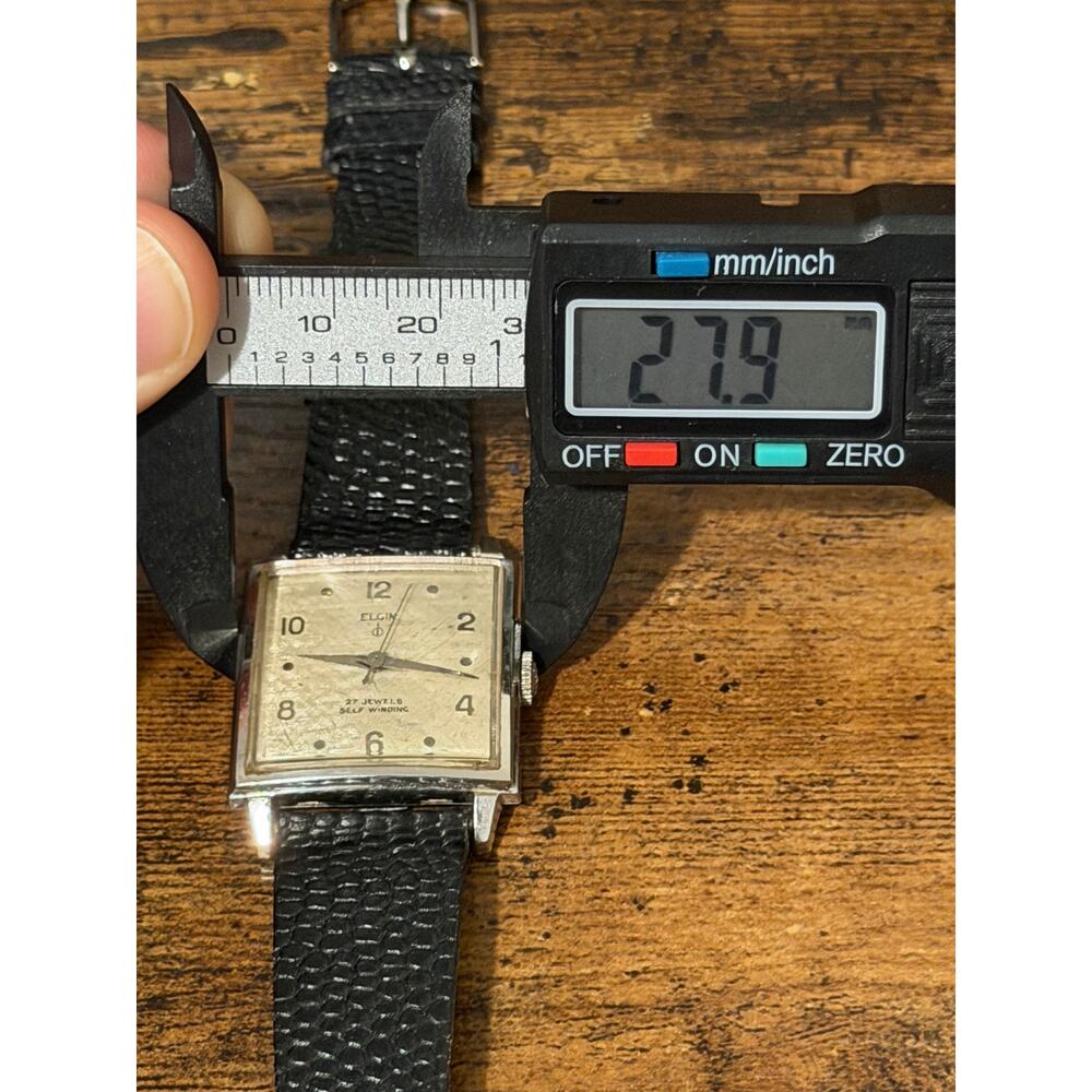 Elgin 27 Jewels Self-Winding Automatic Rectangular Men’s Watch 10K Gold Filled - Picture 3 of 14